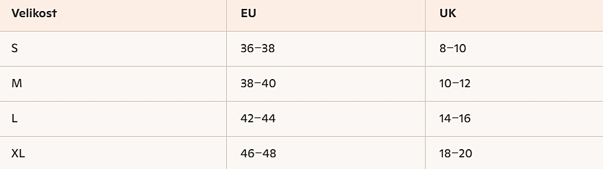 Bezešvé těhotenské legíny Carriwell velikostní tabulka